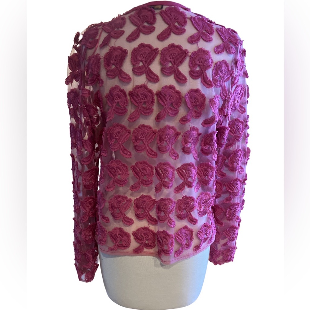 Cupio Pink Sheer Floral open front Cardigan - Picture 4 of 7